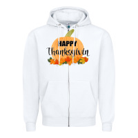 White Happy Thanksgiving Zipper Hoodie - Bettercallsaul