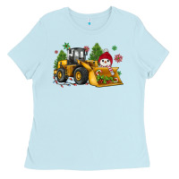 Baby Blue christmas bulldozer snowman Ladies Tee - JahusDesignShop