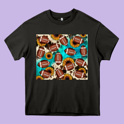 Football Turquoise Sunflower Heavy Core Tee Designed By Jahusdesignshop