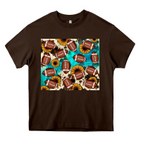 Chocolate Brown football turquoise sunflower Heavy Core Tee - JahusDesignShop