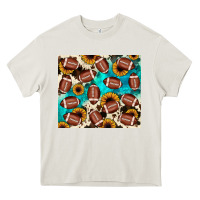 Cream football turquoise sunflower Heavy Core Tee - JahusDesignShop