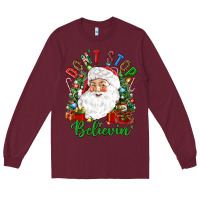 Burgundy Don't stop believin' Long Sleeve Tee - NancyCooperArtShop