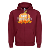 Burgundy Happy Thanksgiving Zipper Hoodie - Bettercallsaul