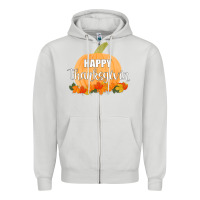 Dove Grey Happy Thanksgiving Zipper Hoodie - Bettercallsaul