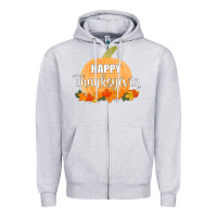 Heather Grey Happy Thanksgiving Zipper Hoodie - Bettercallsaul