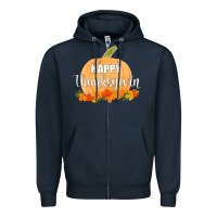 Navy Happy Thanksgiving Zipper Hoodie - Bettercallsaul