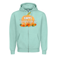 Seafoam Happy Thanksgiving Zipper Hoodie - Bettercallsaul