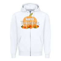 White Happy Thanksgiving Zipper Hoodie - Bettercallsaul