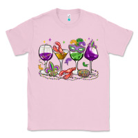 Bubblegum Pink mardi gras wine glasses Classic Tee - MaliasSmallBusiness