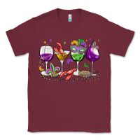 Burgundy mardi gras wine glasses Classic Tee - MaliasSmallBusiness