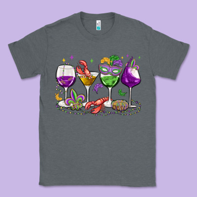 Mardi Gras Wine Glasses Classic Tee Designed By Maliassmallbusiness