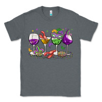 Charcoal Heather mardi gras wine glasses Classic Tee - MaliasSmallBusiness