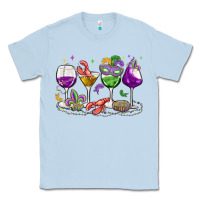 Dusty Blue mardi gras wine glasses Classic Tee - MaliasSmallBusiness