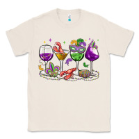 Natural mardi gras wine glasses Classic Tee - MaliasSmallBusiness