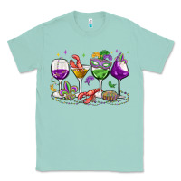 Seafoam mardi gras wine glasses Classic Tee - MaliasSmallBusiness