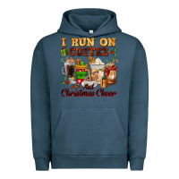 Pigment Midnight Navy i run on coffee and christmas cheer Urban Hoodie - FaDigitalArtStudio