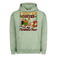 Pigment Oil Green i run on coffee and christmas cheer Urban Hoodie - FaDigitalArtStudio