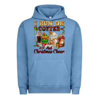Pigment Pebble Blue i run on coffee and christmas cheer Urban Hoodie - FaDigitalArtStudio