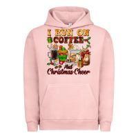 Pigment Salmon i run on coffee and christmas cheer Urban Hoodie - FaDigitalArtStudio