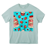 Arona valentines day cake and strawberries seamless pattern Heavy Core Tee - BundleAndBundleShop