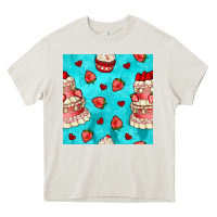 Cream valentines day cake and strawberries seamless pattern Heavy Core Tee - BundleAndBundleShop