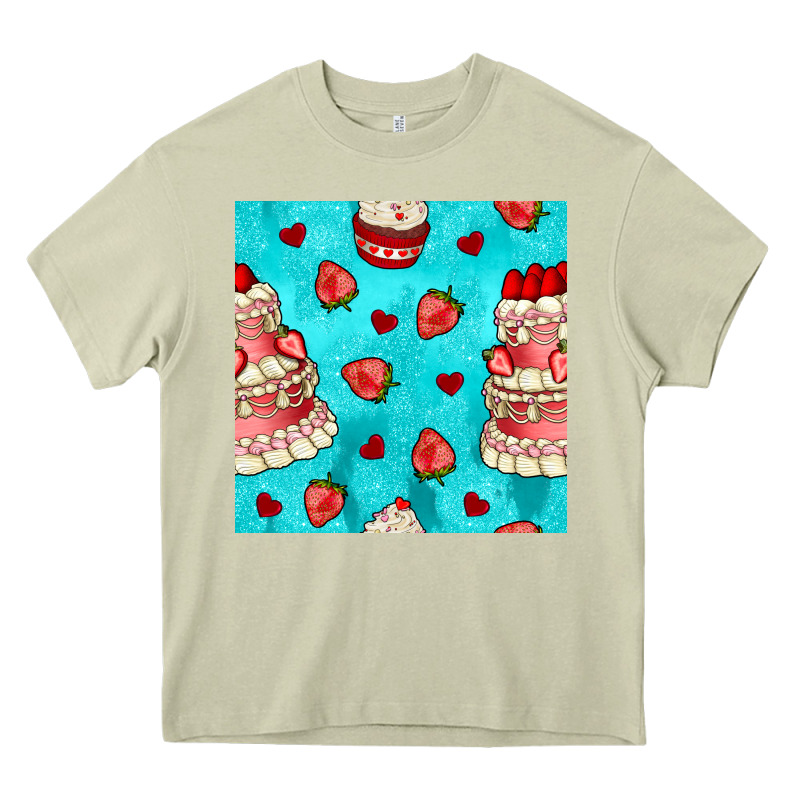 Valentines Day Cake And Strawberries Seamless Pattern Heavy Core Tee by BundleAndBundleShop | Teevron