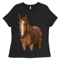 Black brown horse Ladies Tee - RanaPortraitStore