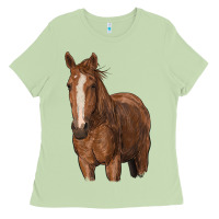 Matcha brown horse Ladies Tee - RanaPortraitStore