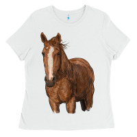 White brown horse Ladies Tee - RanaPortraitStore