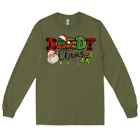 Army Green Daddy Claus Santa Christmas lights and holly Long Sleeve Tee - NancyCooperArtShop