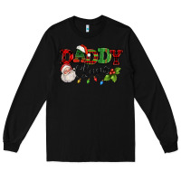 Black Daddy Claus Santa Christmas lights and holly Long Sleeve Tee - NancyCooperArtShop