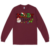 Burgundy Daddy Claus Santa Christmas lights and holly Long Sleeve Tee - NancyCooperArtShop