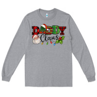 Heather Grey Daddy Claus Santa Christmas lights and holly Long Sleeve Tee - NancyCooperArtShop
