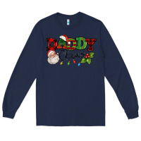 Navy Daddy Claus Santa Christmas lights and holly Long Sleeve Tee - NancyCooperArtShop
