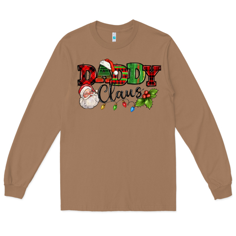 Daddy Claus Santa Christmas Lights And Holly Long Sleeve Tee by NancyCooperArtShop | Teevron