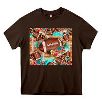 Chocolate Brown football leopard cowhide Heavy Core Tee - JahusDesignShop