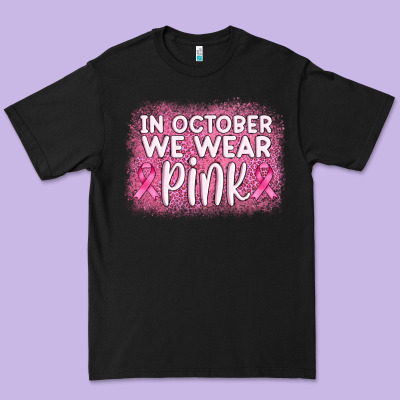 In October We Wear Pink Leopard Glitter Premium Tee Designed By Adodesignshop
