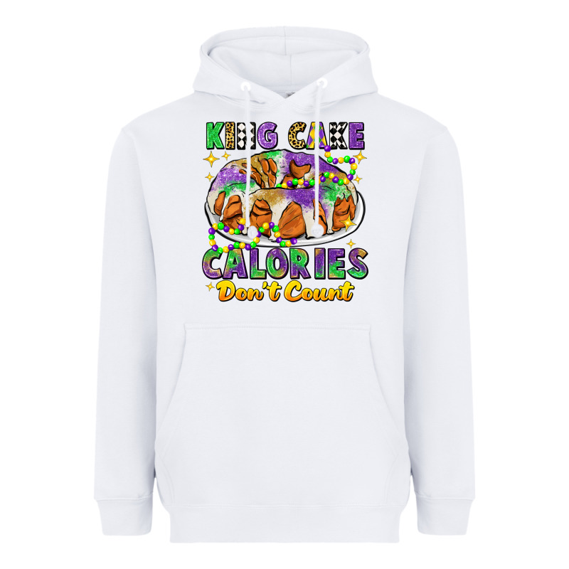 King Cake Calories Dont Count Mardi Gras Heavyweight Hoodie by CowGirlArtShop | Teevron