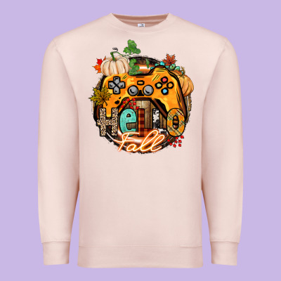 Hello Fall Gamer Premium Sweatshirt Designed By Cowgirlartshop