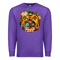Purple hello fall gamer Premium Sweatshirt - CowGirlArtShop