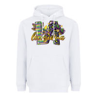 White louisiana leopard mardi gras 12 inches 300 dpi Heavyweight Hoodie - CowGirlArtShop