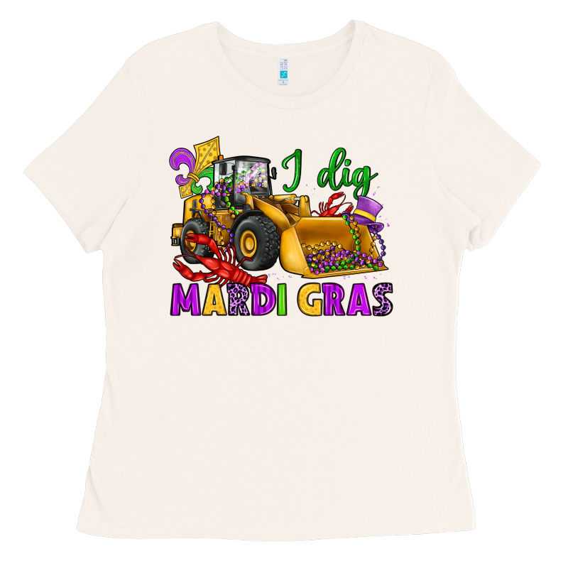 I Dig Mardi Gras Bulldozer Ladies Tee by JahusDesignShop | Teevron