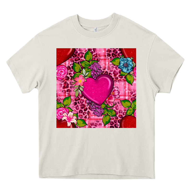 Valentines Day Flower Heart With Leopard Seamless Pattern Heavy Core Tee by BundleAndBundleShop | Teevron