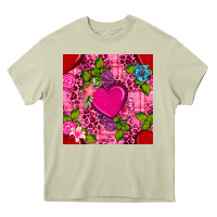 Mossy valentines day flower heart with leopard seamless pattern Heavy Core Tee - BundleAndBundleShop