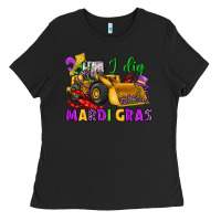 Black i dig mardi gras bulldozer Ladies Tee - JahusDesignShop