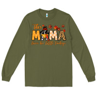 Army Green this mama loves her little turkeys Long Sleeve Tee - MaliasSmallBusiness