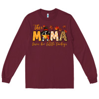 Burgundy this mama loves her little turkeys Long Sleeve Tee - MaliasSmallBusiness