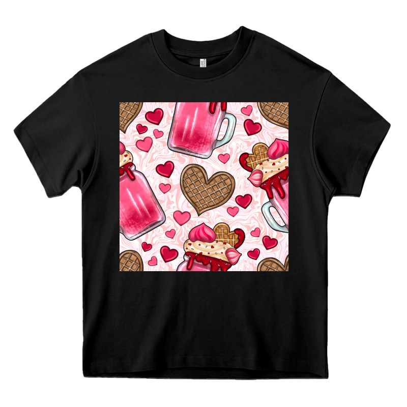 Valentines Day Milkshake Seamless Pattern Heavy Core Tee by BundleAndBundleShop | Teevron