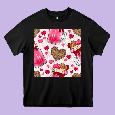 Valentines Day Milkshake Seamless Pattern Heavy Core Tee Designed By Bundleandbundleshop