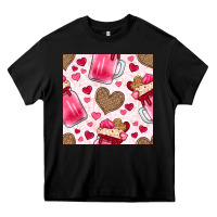 Black valentines day milkshake seamless pattern Heavy Core Tee - BundleAndBundleShop